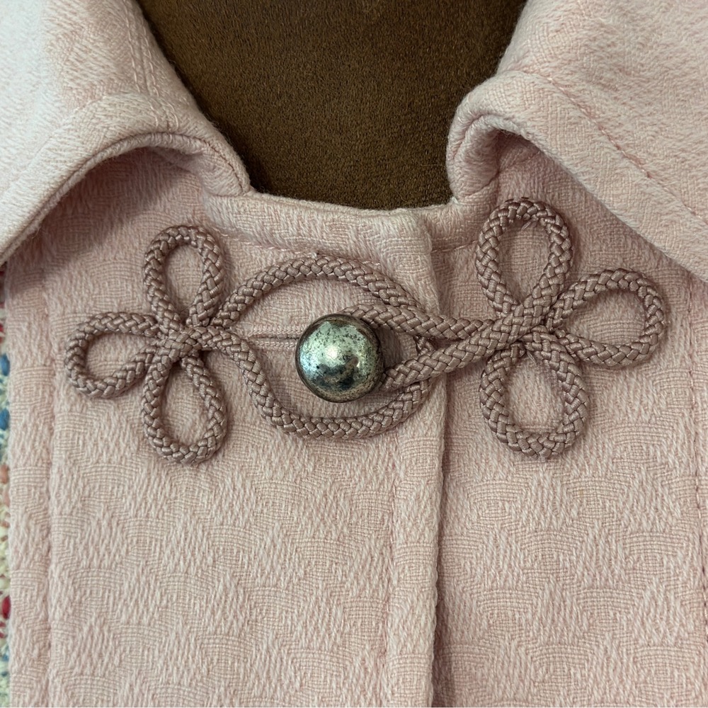 Marc Jacobs Pink Wool Tweed Jacket Frog Closure Peter Pan Collar Designer - Picture 3 of 10